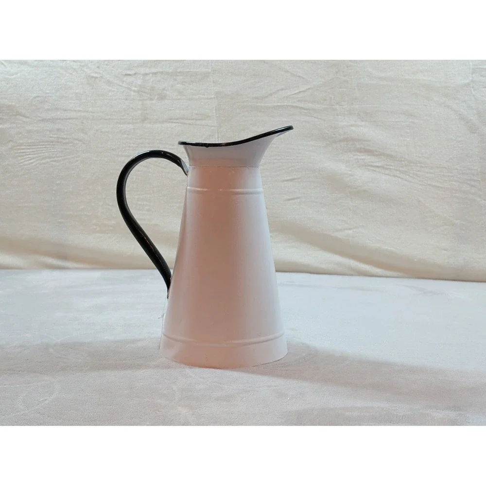 Col House Designs Bee Happy White Metal Decorative Pitcher Farmhouse Vase 70066